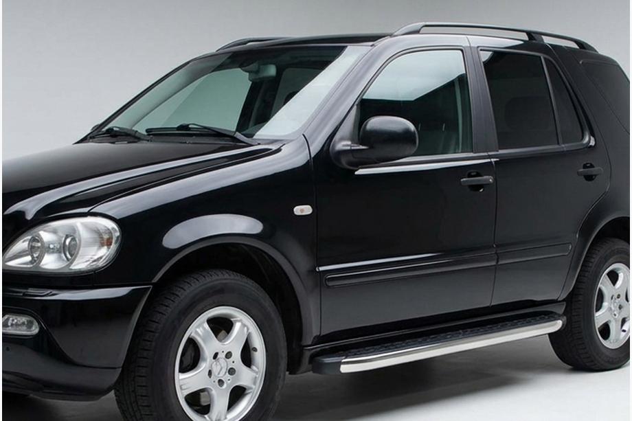 Mercedes ML W163 1997-2005 гг. Боковые Подножки BlackLine (2 шт, Алюминий) Image