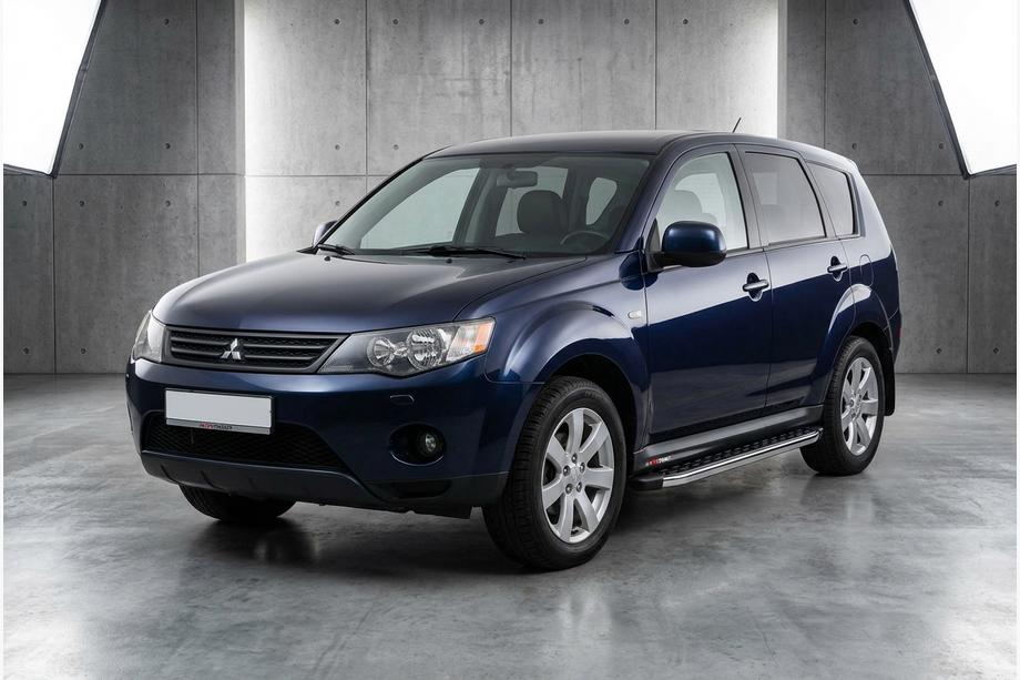 Mitsubishi Outlander 2006-2012 гг. Боковые Подножки BlackLine (2 шт, Алюминий) Image