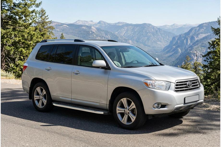 Toyota Highlander 2008-2013 гг. Боковые Подножки BlackLine (2 шт, Алюминий) Image