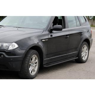 Боковые пороги KB001 Black (нержавеющая сталь) BMW X3 E83 2003-2010 гг. фото 1