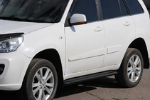 Chery Tiggo 1 2005-2016 гг. Боковые пороги Premium Black (2 шт., нерж. сталь) Ø60 фото 3
