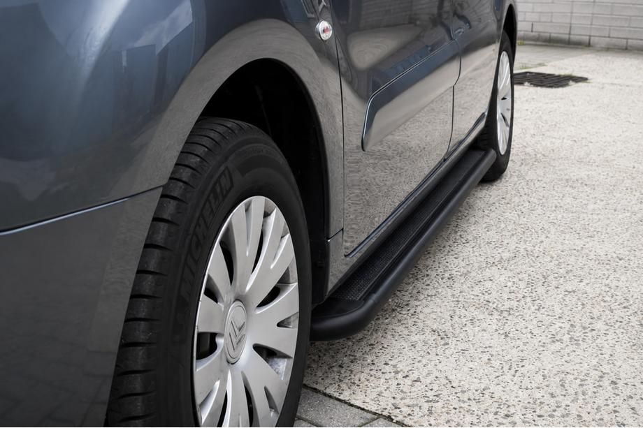 Citroen Berlingo 1996-2008 гг. Боковые пороги Premium Black (2 шт., нерж. сталь) Image