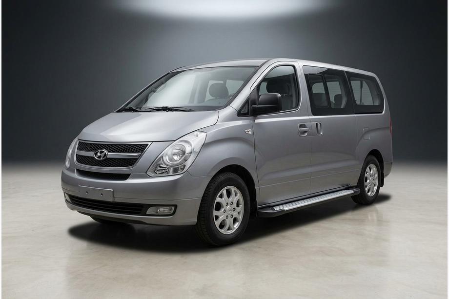 Hyundai H300, H1, Starex 2008-2020 гг. Боковые Подножки Allmond Grey (2 шт., Алюминий) Фото 1