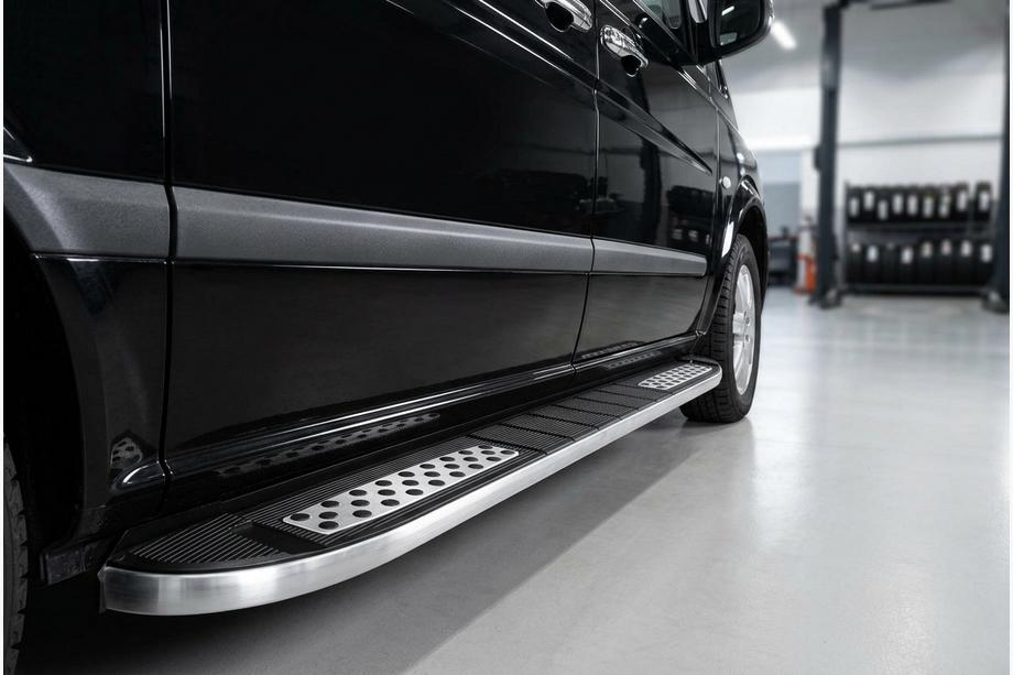 Mercedes Vito/V-class W447 2014- гг. Боковые Подножки Tayga V2 (2 шт., Алюминий) Image