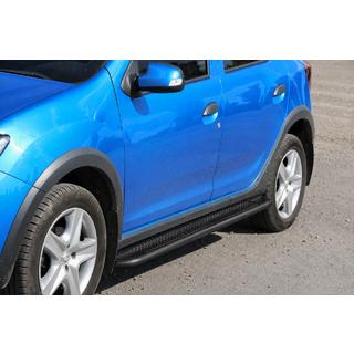 Боковые пороги KB001 (нерж. сталь) Black Dacia Sandero 2013-2020 гг. фото 2