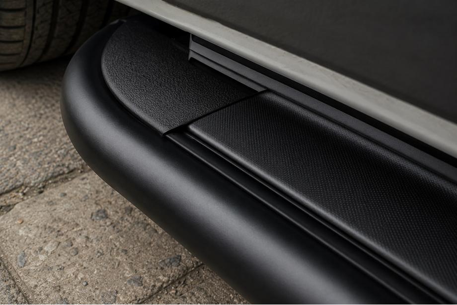 Fiat Talento 2016- гг. Боковые пороги Premium (2 шт., нерж.) Black 60 мм, короткая база Фото 2