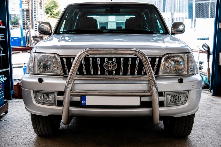 Toyota Land Cruiser 90 Prado 1996-2002 гг. Передний силовой бампер QT008 (нержавейка) Image