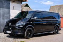 Volkswagen T5 2010-2015 гг. Боковые пороги Premium Black (2 шт., нерж. сталь) фото 1