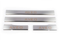 Chevrolet Aveo T250 2005-2011 гг. Уценка: накладки на внутренние пороги Carmos V1 (4 шт., нерж. сталь) фото 1