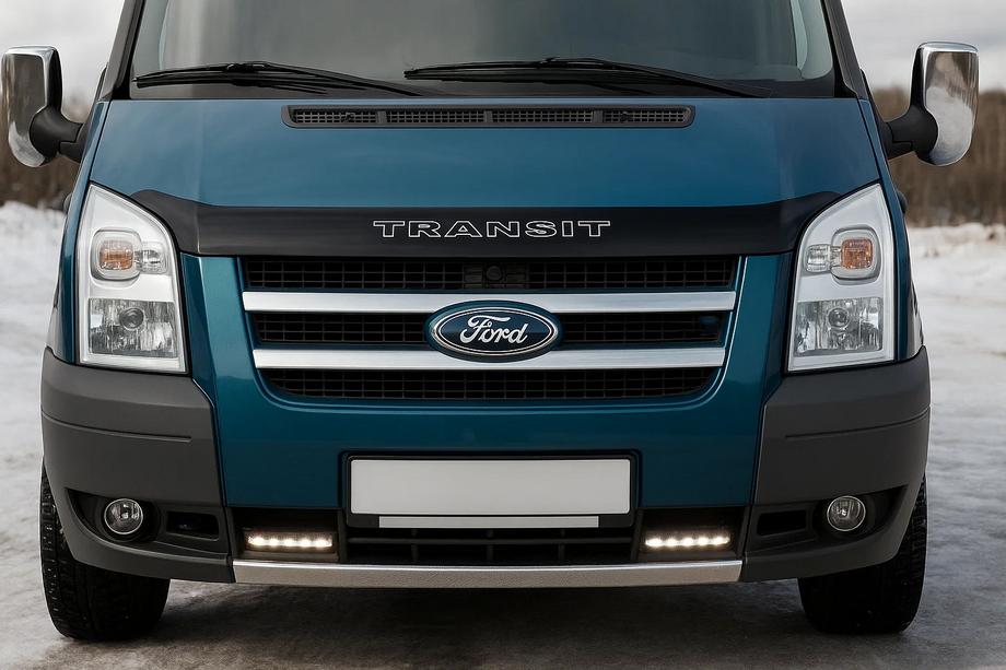 Ford Transit 2000–2014 гг. Хром накладки на решетку радиатора (2 шт, нержавейка) OmsaLine - Итальянская Нержавейка Image