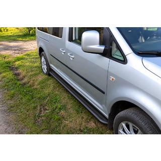 Боковые пороги Premium Black (2 шт., нерж. сталь) Volkswagen Caddy 2004-2010 гг. фото 1