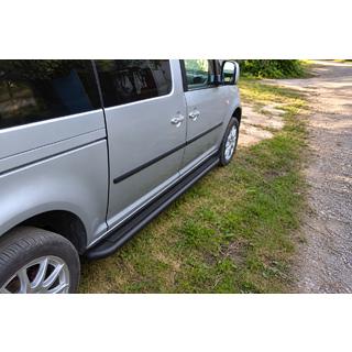 Боковые пороги Premium Black (2 шт., нерж. сталь) Volkswagen Caddy 2004-2010 гг. фото 2