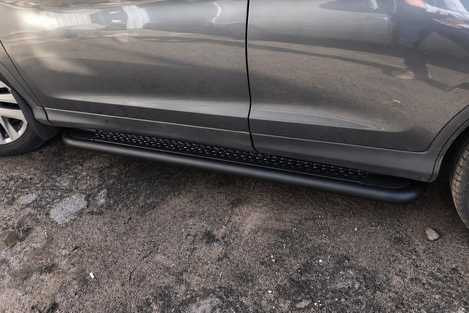 Honda CRV 2012-2016 гг. Боковые пороги KB001 Black (нержавеющая сталь) Image