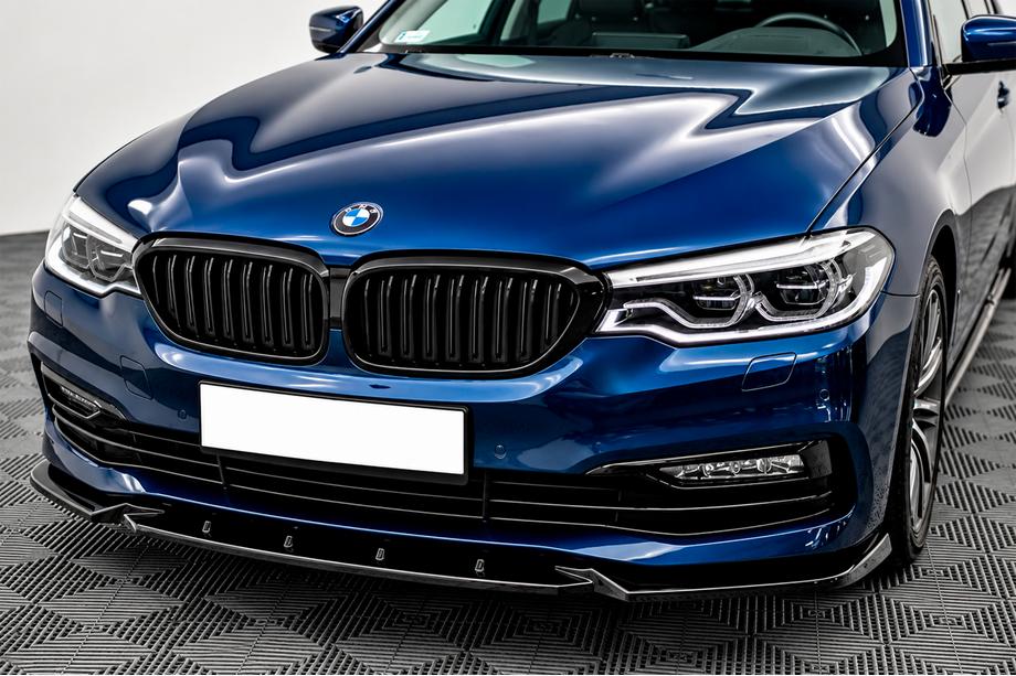 BMW 5 серия G30/G31 2017–2023 гг. Накладка (губа) переднего бампера DPT (для Base 2017-2020, черный глянец, литье под давлением) Image