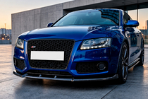 Audi A5 2007-2015 гг. Накладка-сплиттер на передний бампер Lip DPT V2 (для S-Line, 2007-2011, черный глянец) фото 1