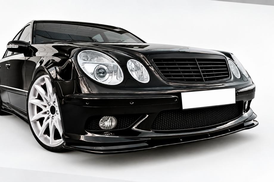 Mercedes E-class W211 2002-2009 гг. Передняя губа DPT (для AMG, 2002-2006, чёрный глянец) Image