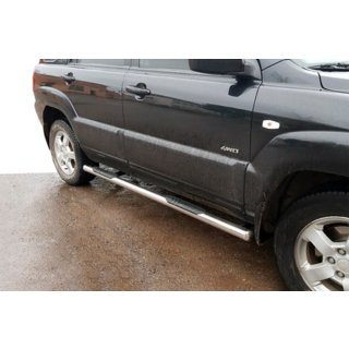 Боковые трубы (2 шт., нержавейка) Kia Sportage 2004-2010 гг. фото 4