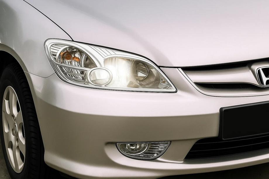 Honda Civic Sedan VII 2001-2006 гг. Хромированные Накладки на Фары (2 шт, пластик) Фото 1