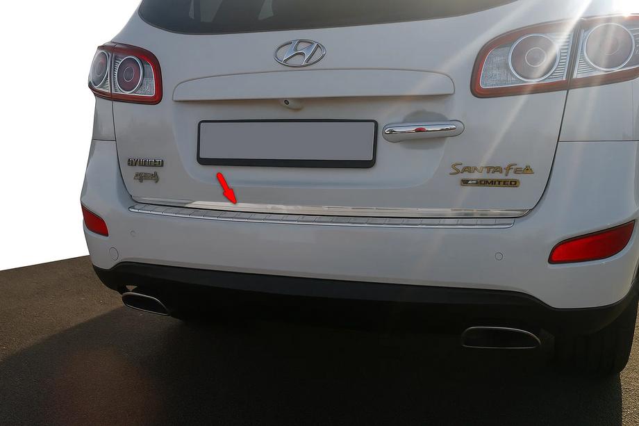Hyundai Santa Fe 2 2006-2012 гг. Накладка на багажник нержавейка Image
