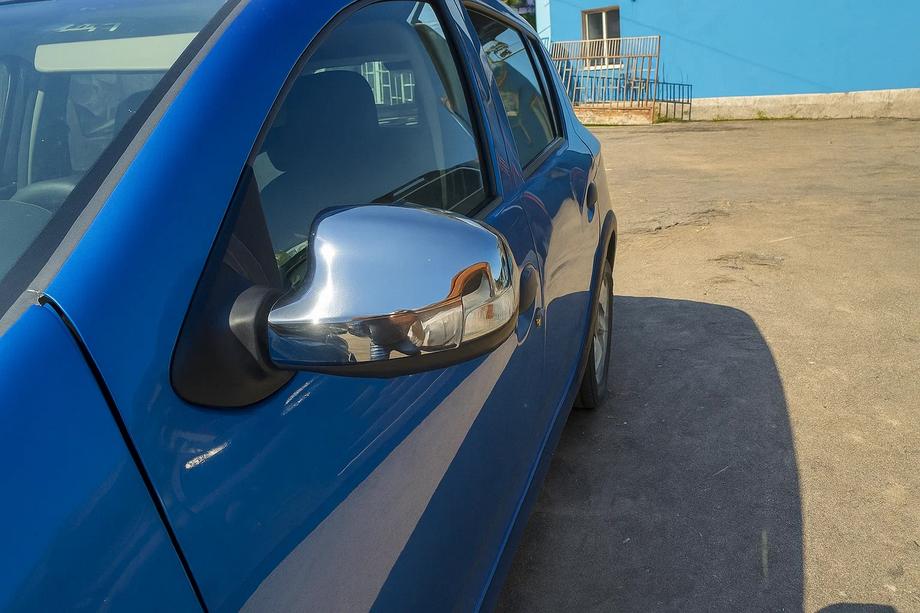 Renault Logan II 2013-2022 гг. Накладки на Зеркала (2 шт., Нержавейка) Image
