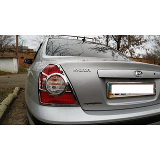 Хром Накладки на Задние Фонари (2 шт, пластик) Hyundai Elantra (XD) 2000-2011 гг. фото 4