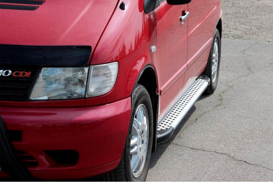 Mercedes Vito W638 1996-2003 гг. Боковые Подножки Allmond Grey (2 шт., Алюминий) Image