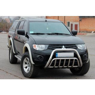 Защита переднего бампера (нерж. сталь) Mitsubishi L200 2006-2015 гг. фото 2