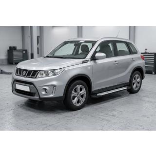 Боковые пороги Allmond Grey (2 шт., алюминий) Suzuki Vitara 2015- гг. фото 1