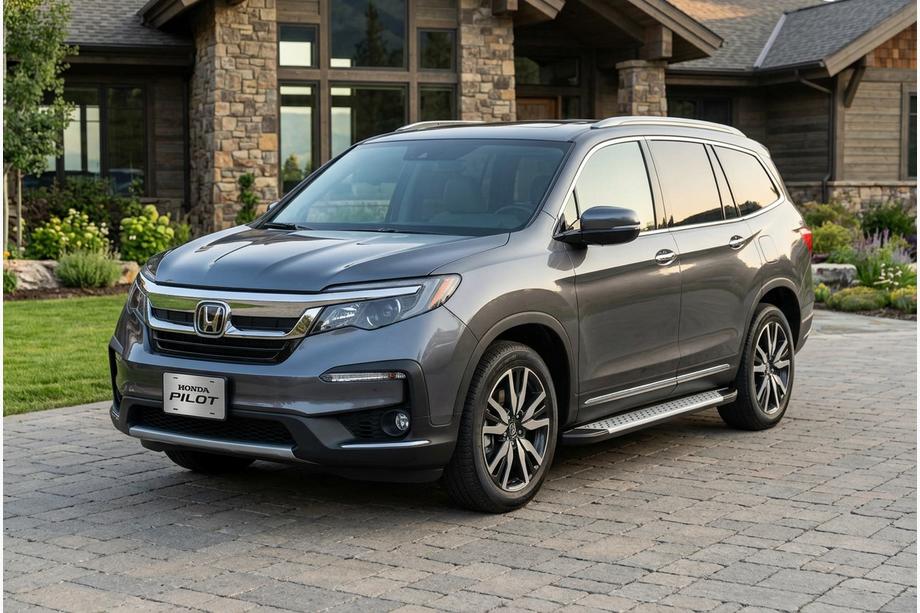 Honda Pilot 2015-2022 гг. Боковые пороги Allmond Grey (2 шт., алюминий) Image