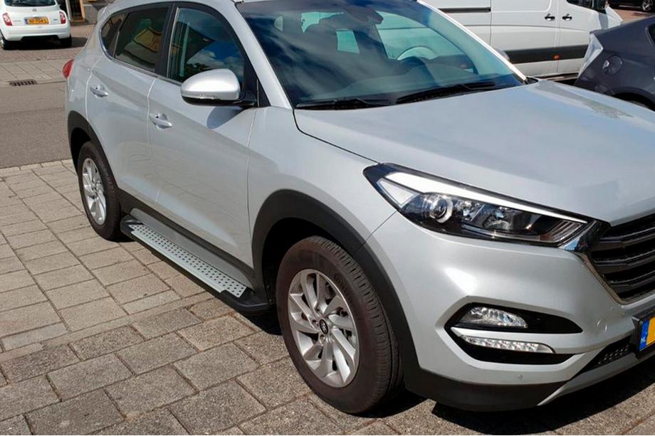 Hyundai Tucson TL 2016-2021 гг. Боковые пороги Allmond Grey (2 шт., алюминий) Image