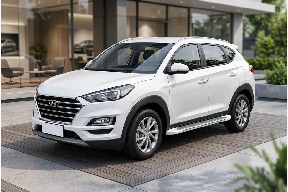 Hyundai Tucson TL 2016-2021 гг. Боковые Подножки Allmond White (2 шт., Алюминий) Image