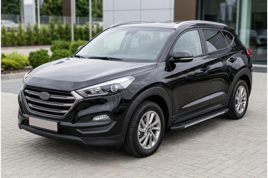 Hyundai Tucson TL 2016-2021 гг. Боковые пороги Bosphorus Grey (2 шт., алюминий) Image