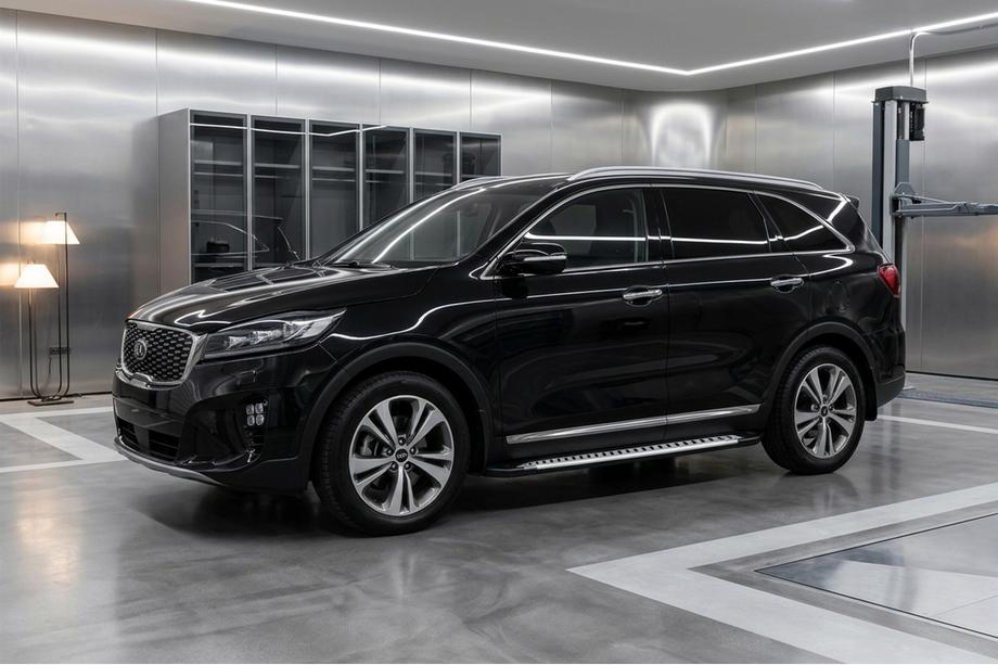 Kia Sorento III UM 2014-2020 гг. Боковые Подножки Line (2 шт., Алюминий) Image
