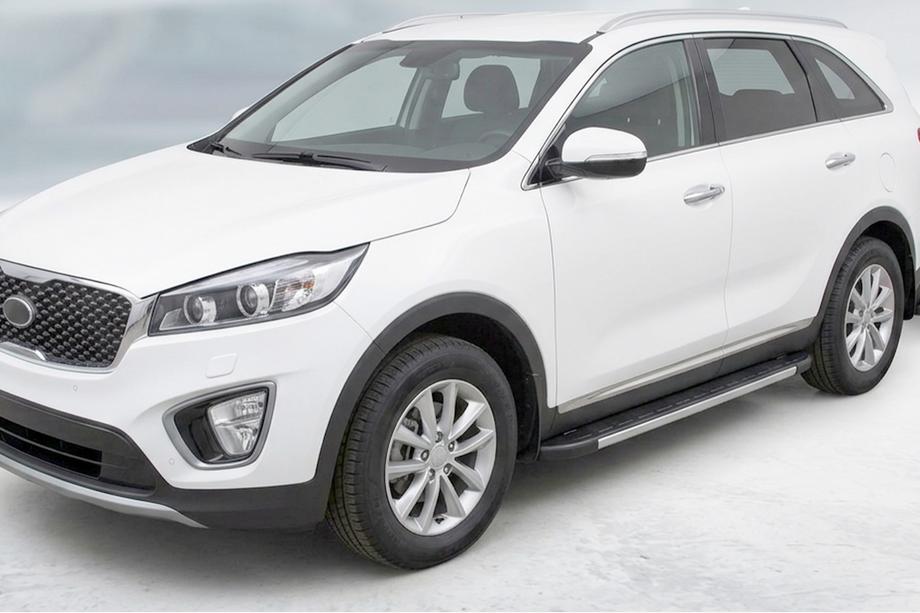 Kia Sorento III UM 2014-2020 гг. Боковые Подножки Duru (2 шт., Алюминий) Image