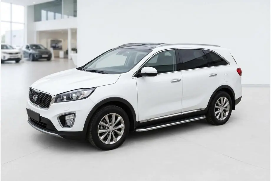 Kia Sorento III UM 2014-2020 гг. Боковые Подножки Maydos V1 (2 шт., Алюминий и Нержавейка) Image