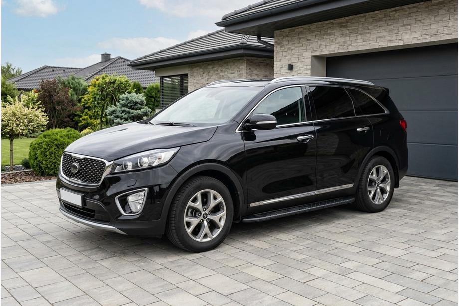Kia Sorento III UM 2014-2020 гг. Боковые пороги Bosphorus Black (2 шт., алюминий) Image