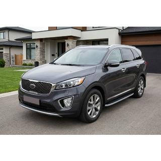 Боковые Подножки Tayga Grey (2 шт., Алюминий) Kia Sorento III UM 2014-2020 гг. фото 1