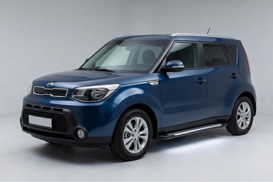 Kia Soul II 2013-2018 гг. Боковые Подножки Line (2 шт., Алюминий) Image