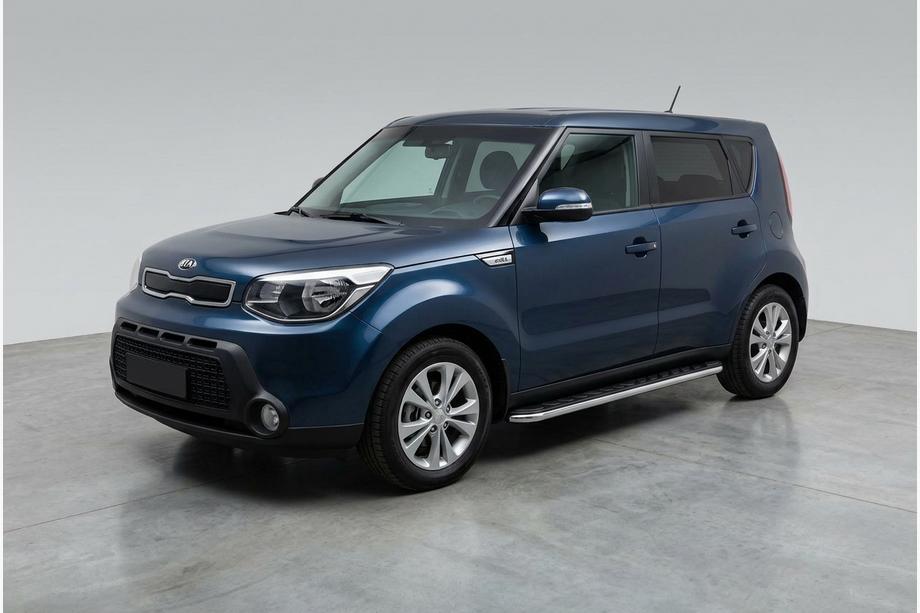 Kia Soul II 2013-2018 гг. Боковые Подножки Maydos V1 (2 шт., Алюминий и Нержавейка) Image