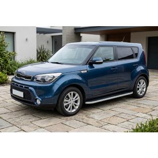 Боковые Подножки Tayga Grey (2 шт., Алюминий) Kia Soul II 2013-2018 гг. фото 1