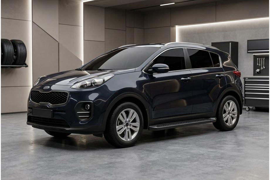 Kia Sportage 2015-2021 гг. Боковые Подножки Allmond Black (2 шт., Алюминий) Image
