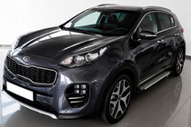 Kia Sportage 2015-2021 гг. Боковые пороги Allmond Grey (2 шт., алюминий) фото 1