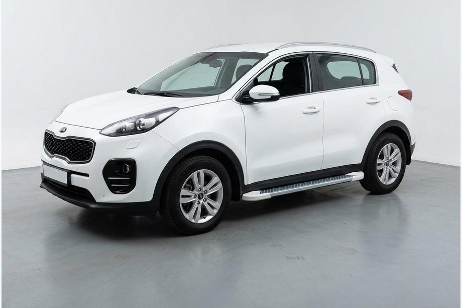 Kia Sportage 2015-2021 гг. Боковые Подножки Allmond White (2 шт., Алюминий) Image