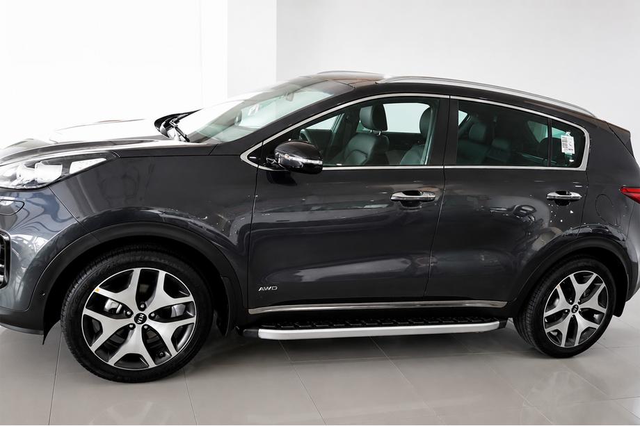 Kia Sportage 2015-2021 гг. Боковые Подножки Fullmond (2 шт., Алюминий) Image