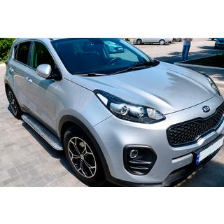 Боковые Подножки Maydos V2 (2 шт., Алюминий и Нержавейка) Kia Sportage 2015-2021 гг. фото 2