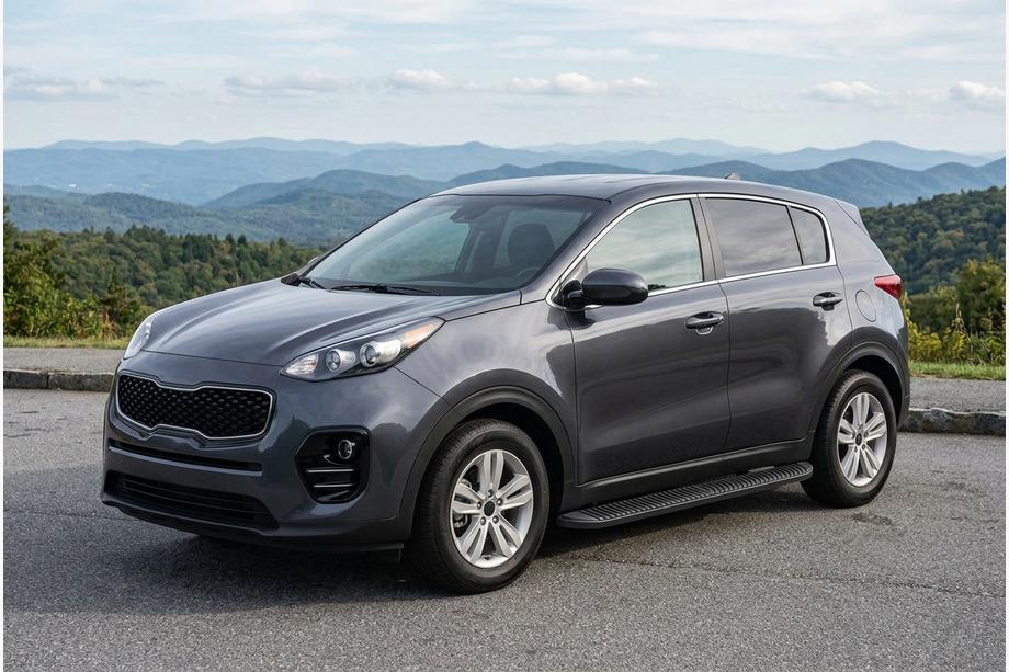 Kia Sportage 2015-2021 гг. Боковые Подножки Tayga Black (2 шт., Алюминий) Image
