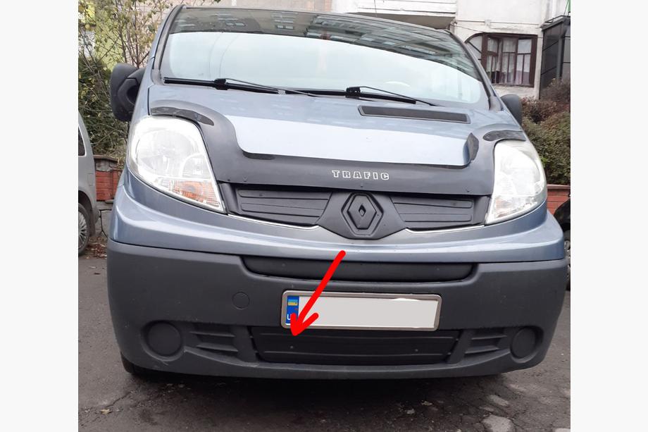 Renault Trafic 2001–2015 гг. Зимняя нижняя накладка на решетку (под номером) 2007-2015, Глянцевая Image