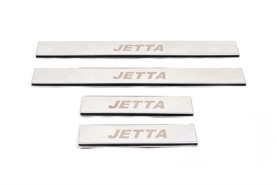 Volkswagen Jetta 2011-2018 гг. Накладки на пороги Carmos V1 (4 шт, нержавейка) Image