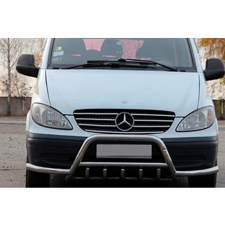 Кенгурятник WT003 с дугами (нерж.) Mercedes Vito W639 2004-2014 гг. фото 1
