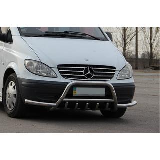 Кенгурятник WT003 с дугами (нерж.) Mercedes Vito W639 2004-2014 гг. фото 2
